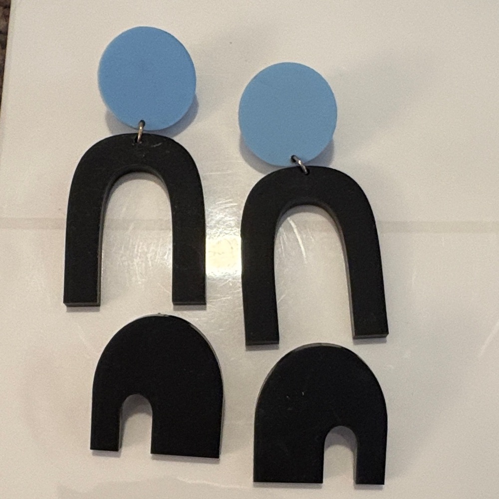 Blue and Black Geometric Earrings